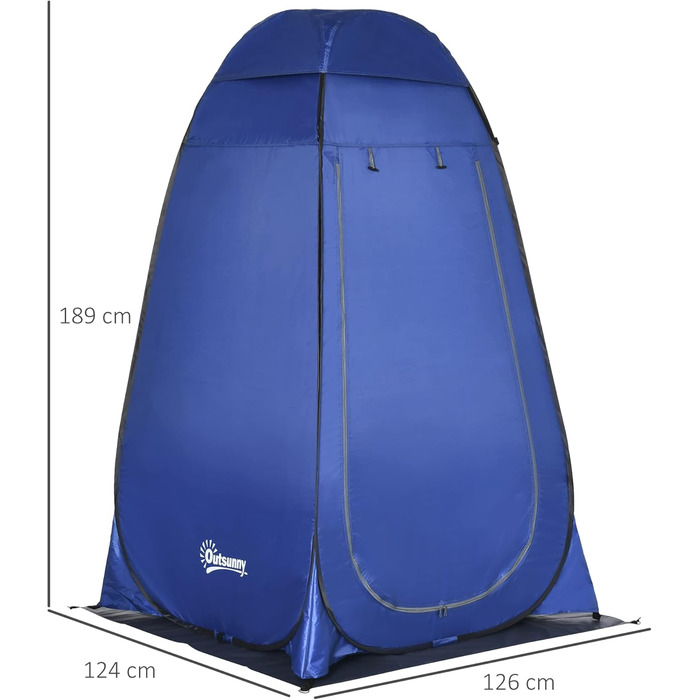 Намет для душу/туалету Outsunny для кемпінгу, 126x124x189 см, блакитно-срібний