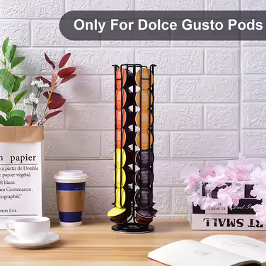Обертова підставка для капсул SYSYLY на 32 капсули Dolce Gusto, чорна, із нековзною основою