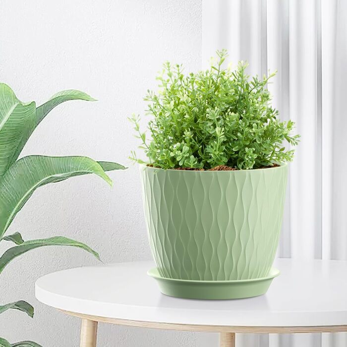 Набір горщиків для квітів з системою поливу (3 шт.) 20.3/17.8/15.2 см, зелений, для дому та балкону