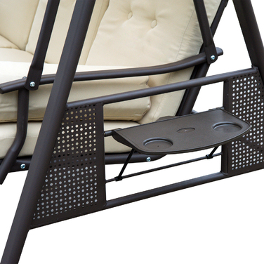 Гойдалка для трьох осіб у стилі Голлівуд з сонцезахисним навісом, бежево-коричнева, 121×208×172 см