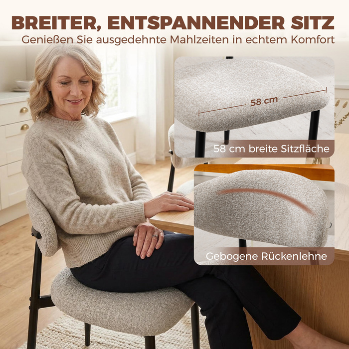 Обідні стільці м'які, кухонні стільці з металевими ніжками, бежеві