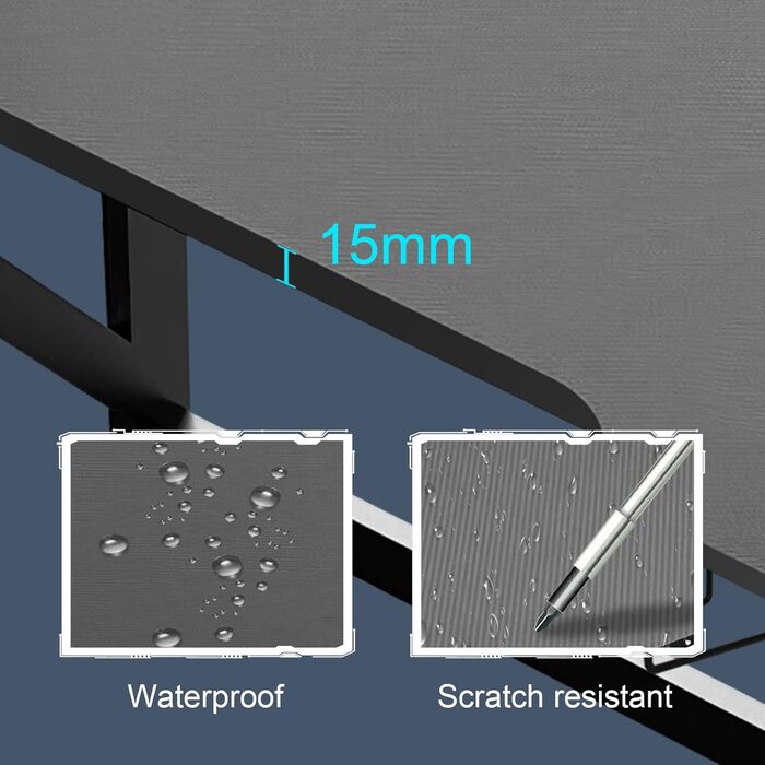 Ігровий стіл 100 x 55 см з карбону, ергономічний, зі шторками для навушників та тримачем для напоїв, чорний