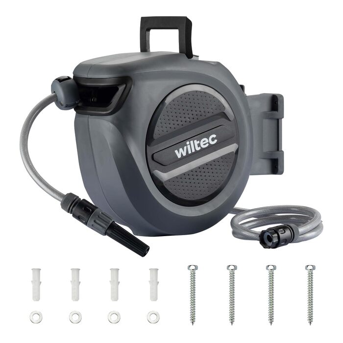 XPOtool Шланг-катушка на стіну з автозмотуванням та 15м водяного шлангу для поливу саду