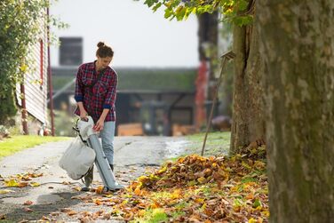 IKRA 74204030 Електричний 3-в-1: пилосос для листя, повітродувка, подрібнювач листя IBV 2800 E, об'єм контейнера 45л, швидкість повітря 275 км/год, 2800 Вт, 230 В, сірий/червоний/чорний