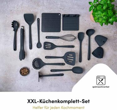 Набір кухонних аксесуарів Hoffmann Küchenhelfer-Set, 16 предметів, антрацит, силікон, нержавіюча сталь, для кухні