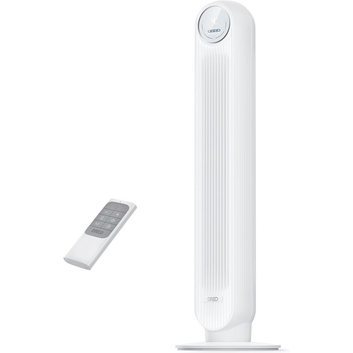 Дрео - тихий торцевий вентилятор Nomad One, білий. 90° осциляція, 4 швидкості, таймер 8 год, дистанційне керування