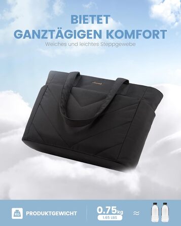 Сумка для ноутбука LOVEVOOK 15.6 дюймів, жіноча: шопер, велика робоча сумка, для навчання, офісу, школи (17.3 дюйми, чорна)