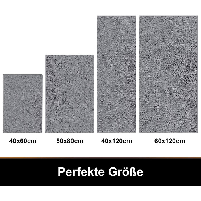 Килимок для ванної кімнати Homaxy з антиковзким покриттям, мікрофібра, 60 x 120 см, світло-сірий
