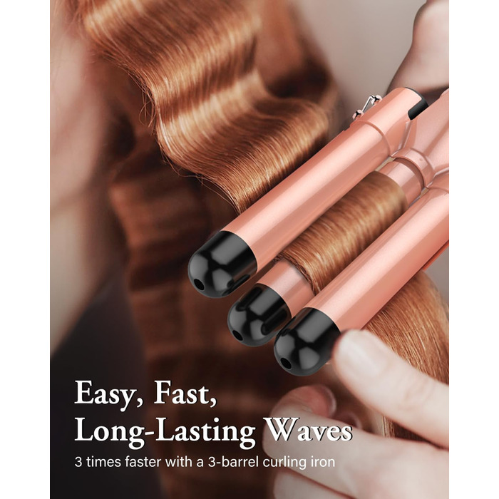 BESTOPE PRO Локкенстаб: Набір для завивки волосся 5-в-1 з 3 насадками, регулюванням температури, швидким нагрівом, рукавичкою та кліпсами, рожеве золото