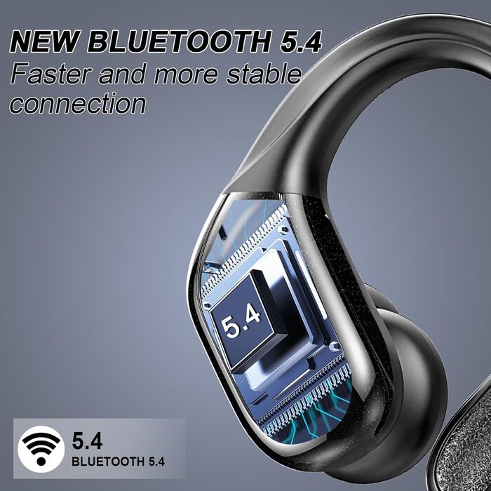 Спортивні навушники Bluetooth, бездротові, HiFi Bass, мікрофони ENC, USB-C, водонепроникність IP7, вушні гачки, чорний