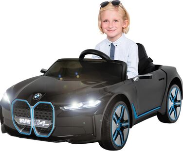 Дитячий електромобіль BMW i4, ліцензія, з пультом 2,4 ГГц, електроавто для дітей від 3 років, іграшкове авто, білий/чорний, Actionbikes Motors