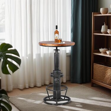 Столик барний вінтажний в індустріальному стилі, дизайн як пожежний гідрант, на 2-3 особи, регулювання висоти 98-112,8 см (срібляний)