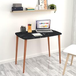 Письмовий стіл Kongsberg Комп'ютерний стіл 70 x 90 x 60 см PC Стіл Робочий стіл для домашнього офісу Офіс (мармур, чорний)