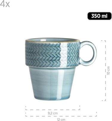Горнятка з ручним розписом, кейтерингова якість, також як чашка для капучино, сучасний вінтажний стиль, синій (макс. 60 символів), 4
