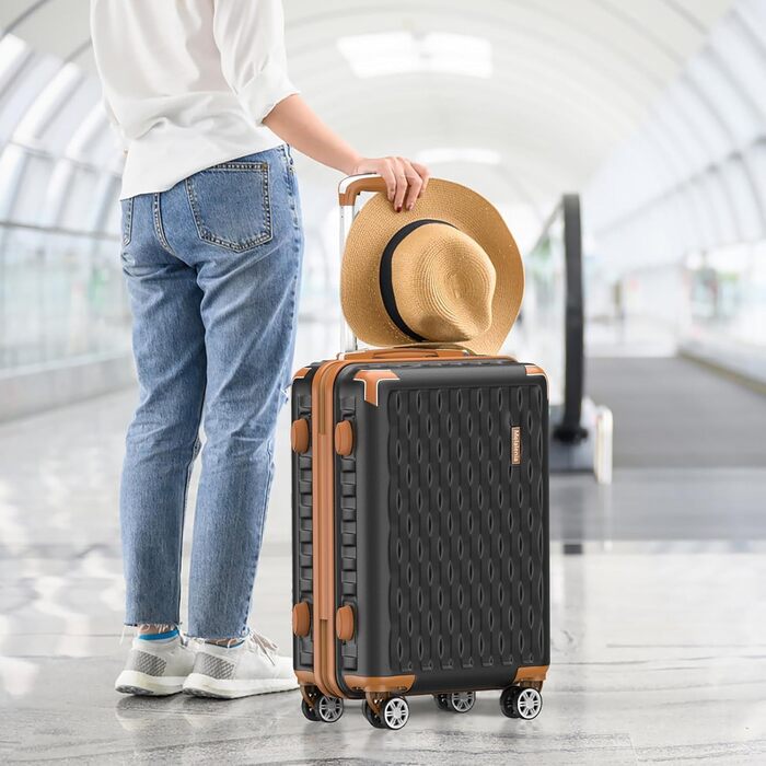 Набір валіз Melalenia 3 в 1: жорсткий корпус, легкі, з TSA замком та 4 колесами (чорний, 7 шт. з рюкзаком для подорожей)