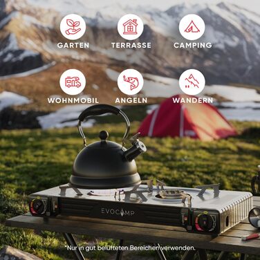 Газовий наметний пальник Gaskocher 2-flammig з п'єзозапалюванням для балончиків MSF-1a 227g - 4 балончики в комплекті