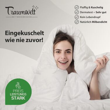 Німецька пухова ковдра 135x200 см: 90% пух, 10% перо, для всіх сезонів, гіпоалергенна, сертифікат Öko-Tex 100, Downpass