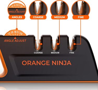 Точилка для ножів Sharp Pebble Orange Ninja з 5 регульованими кутами, преміум-якість – ручна точилка для кухонних та кишенькових ножів