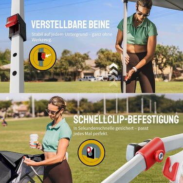 Павільйон CROWN SHADES 3x3: Водостійкий, стабільний, зимостійкий, захист від сонця UV 50+, для кемпінгу та відпочинку на природі, з регулюванням висоти, у комплекті сумка (чорний)