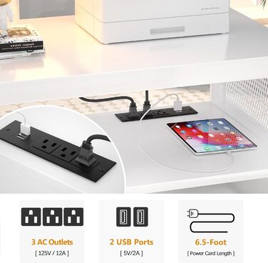 Шафа для документів Unikito з розеткою та USB-зарядкою, біла. Шафа для офісу на колесах, з полицями та замком