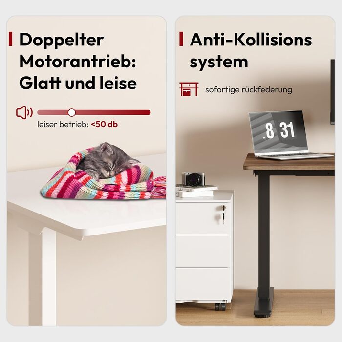 Регульований стіл Sanodesk з бездротовою зарядкою та подвійним мотором, компактний 110x54 см. Стабільний електричний стіл для стояння та сидіння (Чорний)