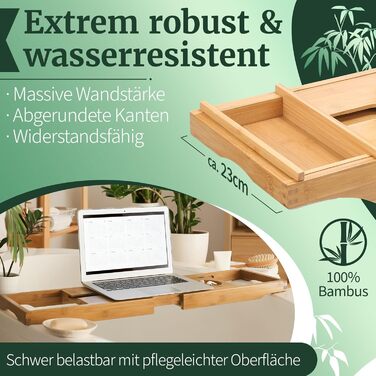 Підставка для ванни з бамбука - велика з розкладним тримачем | Підставка для ванни, столик для сніданку