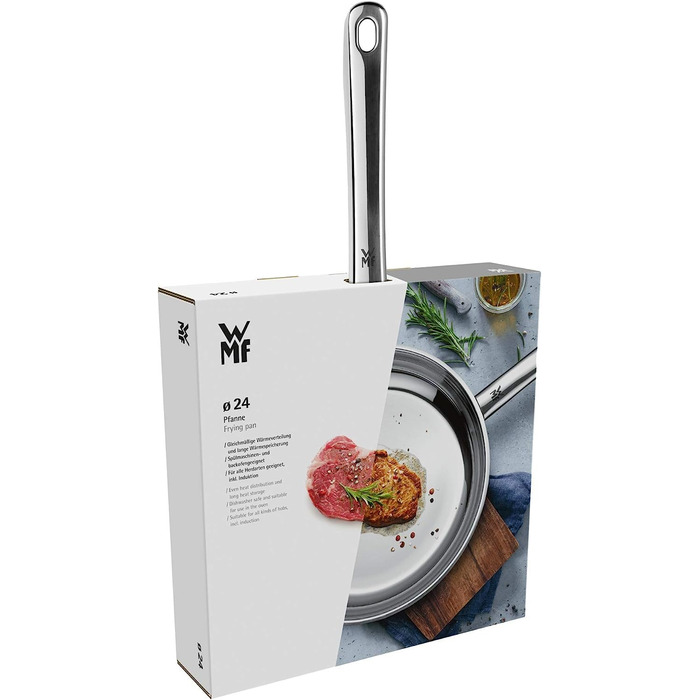 Пан з нержавіючої сталі WMF Profi 28 см, індукційна, без антипригарного покриття, Cromargan, для духовки