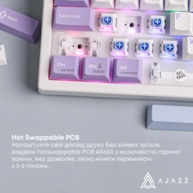 Бездротова механічна клавіатура Ajazz AK650 Flying Fish Switch - Purple (AK650-FF-PWB)
