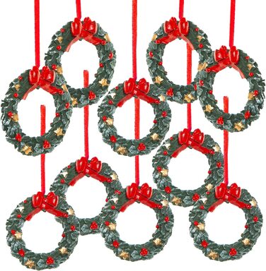 Різдвяні підвіски, 10 різдвяних підвісок червоний зелений вінок Вінтажний 6 см підвіска для дерева Різдвяний кулон для прикріплення до різдвяної ялинки