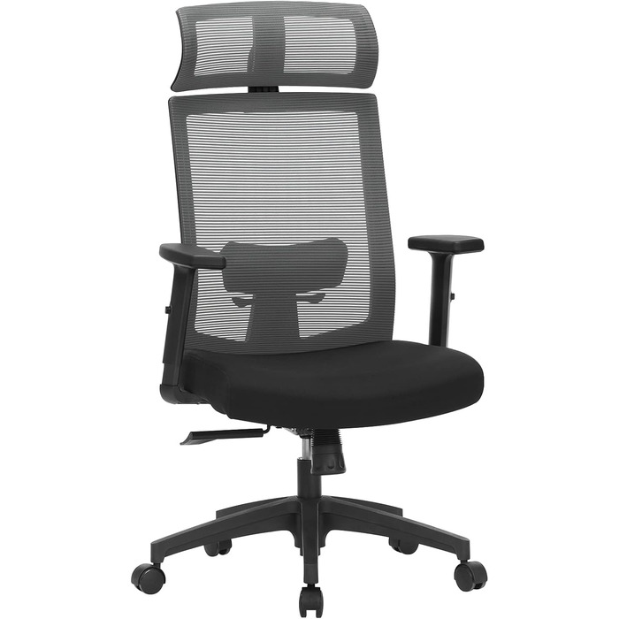 Ергономічний офісний стілець SONGMICS з сіткою, регульований комп'ютерний стілець для робочого кабінету з функцією гойдання, сірий, до 120 кг, OBN022GD01