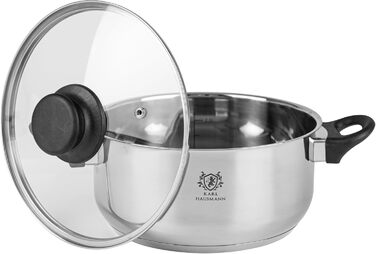 Набір каструль з нержавіючої сталі Induktion 3-х частинний - для всіх типів плит - з кришкою з термостійкого скла - з мірною шкалою