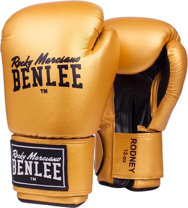 Боксерські рукавички Бенлі Роккі Марчіано тренувальні рукавички Родні (10 унцій, Золото / Чорний)