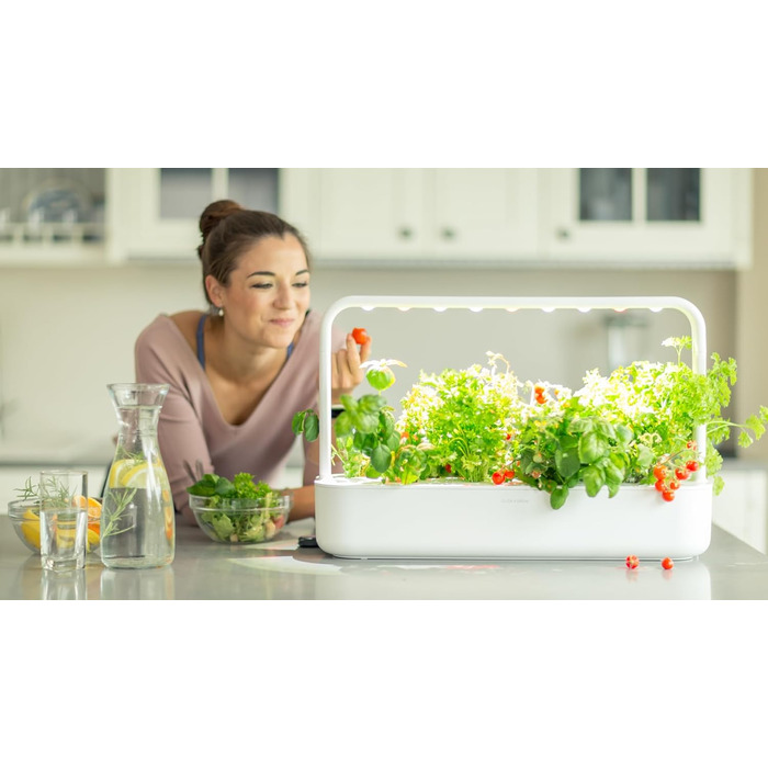 Click and Grow Indoor Garten: Розумний сад для вирощування зелені вдома з LED, 9 капсул (білий)