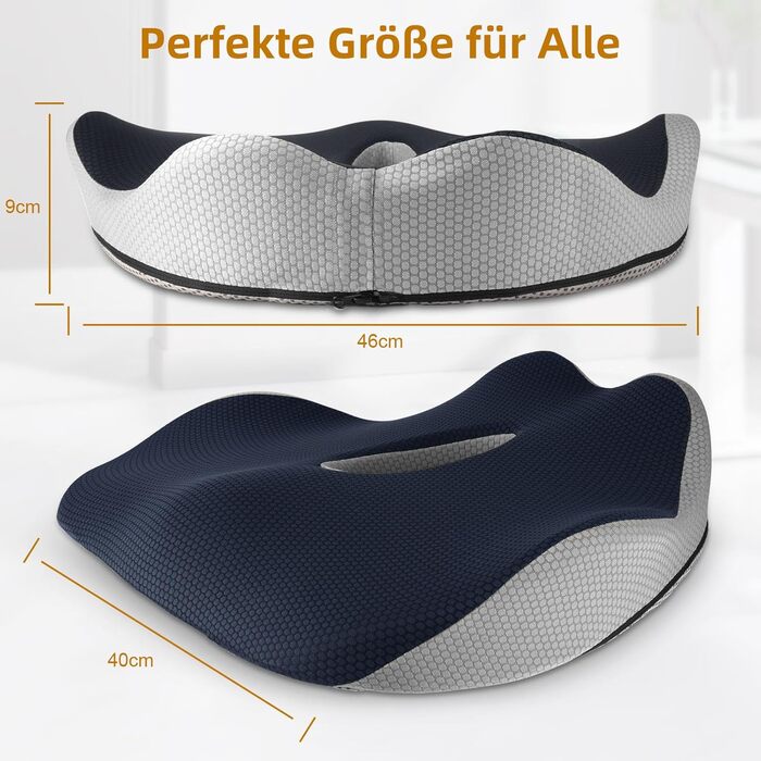 Подушка для сидіння Fwiull з Memory Foam: ергономічна, для авто, софи, офісу (темно-синій)