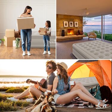 Надувний матрац для 2 осіб з самонадуванням, 200x148x36 см, преміум-якість, для кемпінгу та дому