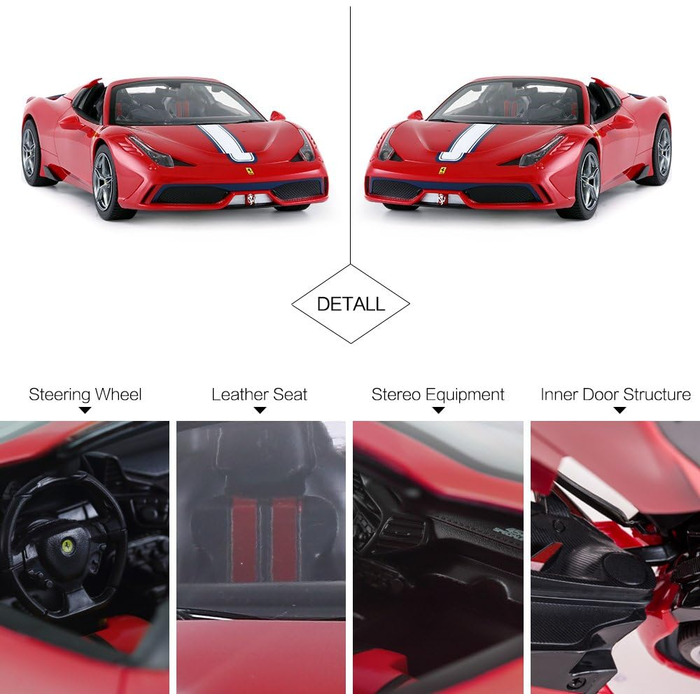 Радіокерований автомобіль Rastar Ferrari 458 Special A, червоний кабріолет 1:14 з автоматичним відкриттям/закриттям