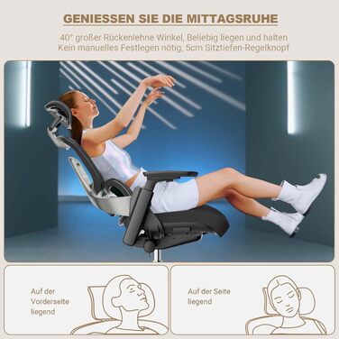 Офісне крісло MELOKEA ReliefBack Master: ергономічне, 200 кг, 4D підлокітники, регулювання глибини сидіння, 3D підголівник, чорне