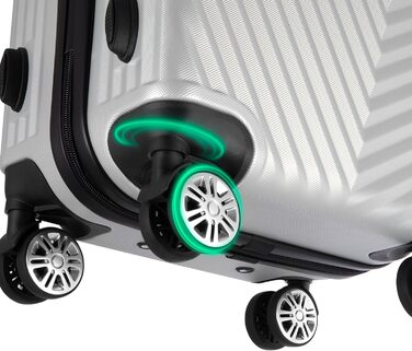 Набір валіз xRace 3-частинний ABS, 20/24/28 дюймів, ручна поклажа, TSA замок, 360° колеса, стійкий до ударів, преміум підкладка (срібний)