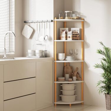 Стелаж Руічан з 5 полицями, 143.5 x 29 x 29 см, білий. Підійде для кухні, ванної, вітальні, офісу.