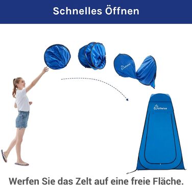 Намет для душу WolfWise з підлогою, для кемпінгу та пляжу, сріблясте покриття, UV-захист 50+, водонепроникний, з вікнами, 190 x 120 x 120 см