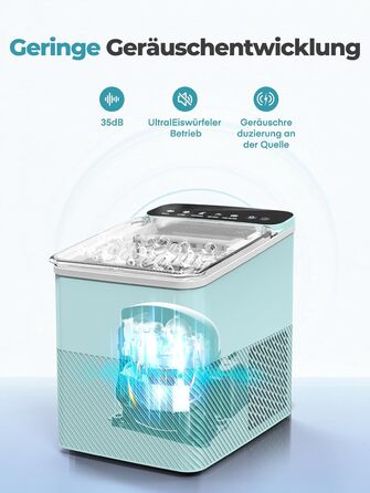 Машина для льоду Fohere портативна, самоочищення, 14 кг/24 год, зелена - для дому, бару, офісу, кемпінгу