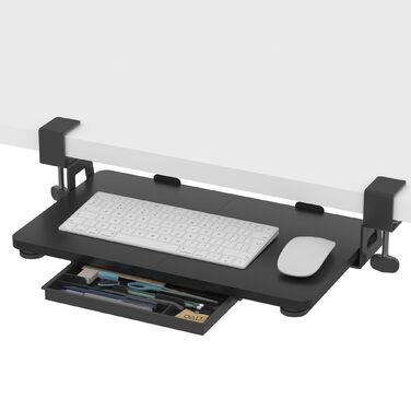 Підставка для клавіатури ETHU, висувна, 50x30 см, з кріпленням C, для монтажу під столом, ергономічна, чорна