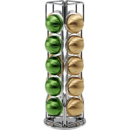 Тримач для капсул Nespresso Vertuo Sevenline – 20 капсул, обертається на 360°, срібний