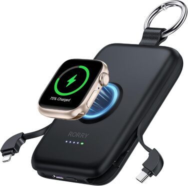 З кабелями, брелоком, сумісний з iPhone та Apple Watch, 10000mAh PD 20W