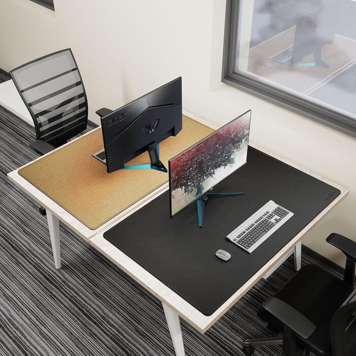 Килимок на стіл MAIDERN XXL 110x70 см — двосторонній килимок для миші зі шкіри та корка, водонепроникна протиковзаюча підкладка для офісу, дому та геймінгу, чорний