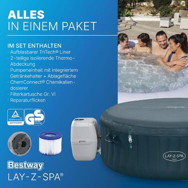 Надувний спа-басейн гідромасажний Bestway Lay-Z-SPA LED-Whirlpool для 6 осіб, 196 x 66 см, темно-зелений