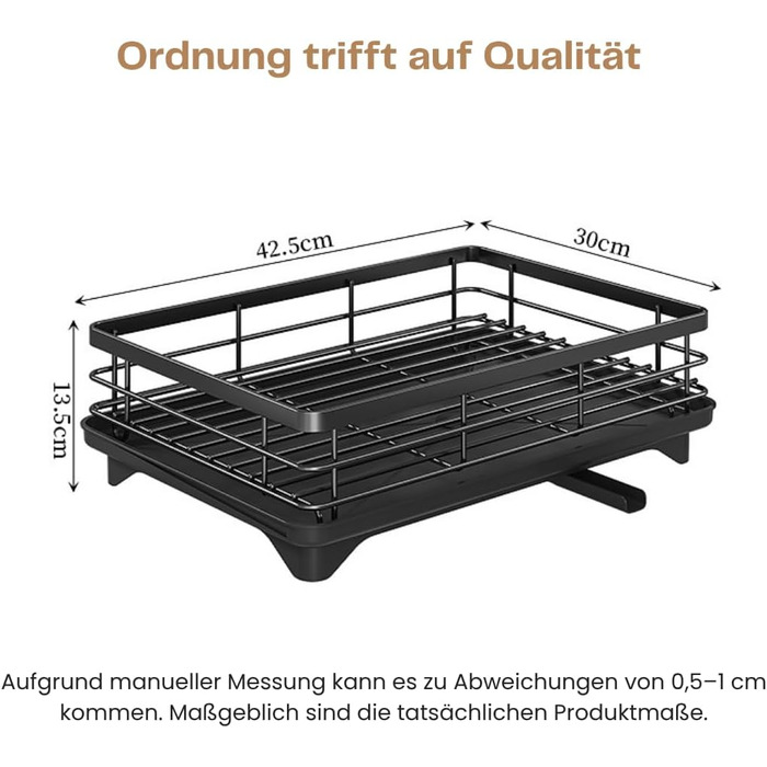 Сушарка для посуду з нержавіючої сталі 2-ярусна Abtropfgestell: компактна, з піддоном, тримачем для столових приладів, 360° вилив