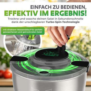 Салатниця-швидкоочисник з нержавіючої сталі, 5л [з мискою та бамбуковим приладдям]