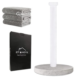 Тримач для паперових рушників на стільницю з мармуровою підставкою для кухні та ванної кімнати, білий