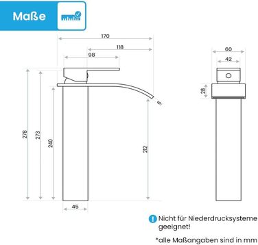 Змішувач для ванної кімнати Bächlein Tamina з водоспадним дизайном, однозахватний, антрацит, з монтажним комплектом